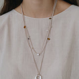 Layered Cord Silver Pendant Necklace