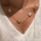Gold Tone Baroque Pearl Station Necklace