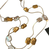 Gold Tone Baroque Pearl Station Necklace