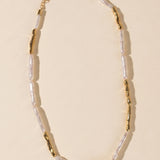 Gold Tone Baroque Pearl Station Necklace