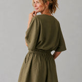 100% Linen Button Waist Pleated Side Pocket Shorts