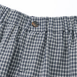 Cotton Linen Plaid Wide Leg Pants