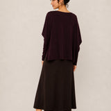 Wool Double-Layer Neck Ruffle Hem Loose Top