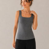 Wool Square-Neck Wide-Strap Knit Tank