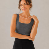 Wool Square-Neck Wide-Strap Knit Tank
