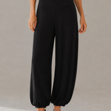 Wool Wide-Waistband Button-Detail Balloon Pants