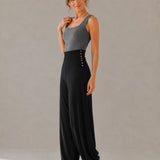 Wool Wide-Waistband Button-Detail Balloon Pants