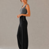 Wool Wide-Waistband Button-Detail Balloon Pants