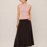 Wool High-Waisted A-Line Knit Midi Skirt