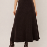 Wool High-Waisted A-Line Knit Midi Skirt