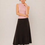 Wool High-Waisted A-Line Knit Midi Skirt