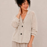 Cotton V-Neck Button-Front Knit Cardigan with Pockets