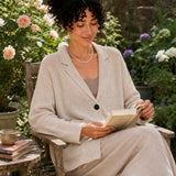 Cotton V-Neck Button-Front Knit Cardigan with Pockets