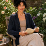 Cotton V-Neck Button-Front Knit Cardigan with Pockets