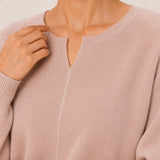 Wool V-Neck Seamless One-Piece Ribbed Knit Sweater