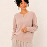 Wool V-Neck Seamless One-Piece Ribbed Knit Sweater