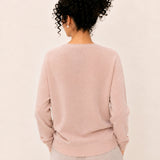 Wool V-Neck Seamless One-Piece Ribbed Knit Sweater