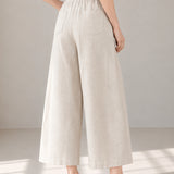 Linen-Lyocell Ankle-Length Wide-Leg Pants