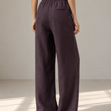 Linen-Lyocell Drawstring-Waist Relaxed Straight-Leg Pants