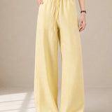 Linen-Lyocell High-Waisted Drawstring Wide-Leg Pants