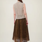 Linen Blend Stand Collar Button-Front Tank Top