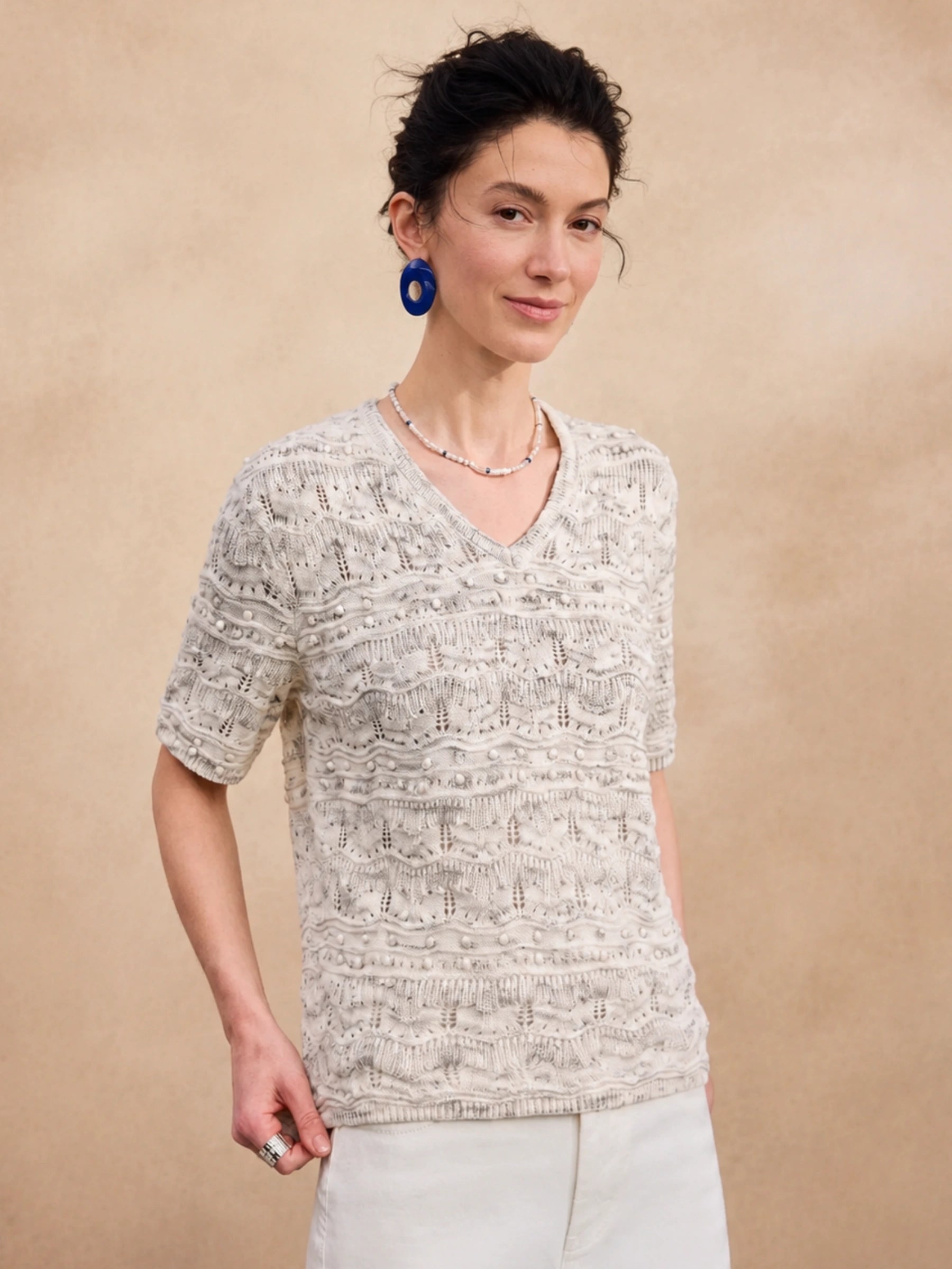 Linen Cotton Knit T-Shirt
