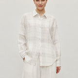 Linen Cotton Plaid Oversized Shirt