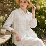 Linen Cotton Plaid Oversized Shirt