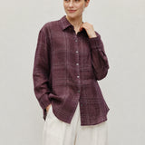 Linen Cotton Plaid Oversized Shirt