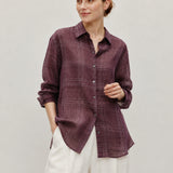 Linen Cotton Plaid Oversized Shirt