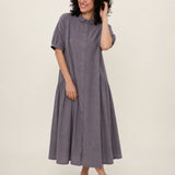 Linen Cotton Plaid Peter Pan Dress