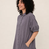 Linen Cotton Plaid Peter Pan Dress