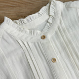 Linen Cotton Ruffle Collar Shirt