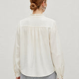 Linen Cotton Ruffle Collar Shirt