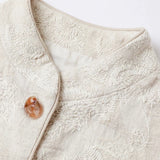 Linen Cotton Stand Collar Buttoned Vest