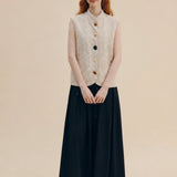 Linen Cotton Stand Collar Buttoned Vest