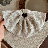 Linen Hand-Beaded Fan Hair Scrunchie