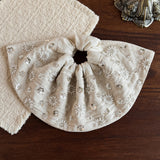Linen Hand-Beaded Fan Hair Scrunchie