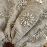 Linen Hand-Beaded Fan Hair Scrunchie