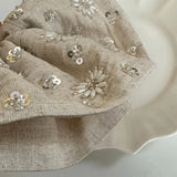 Linen Hand-Beaded Fan Hair Scrunchie