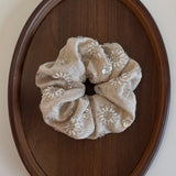 Linen Hand-Beaded Hair Scrunchie