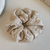 Linen Hand-Beaded Hair Scrunchie
