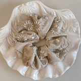 Linen Hand-Beaded Hair Scrunchie