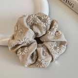 Linen Hand-Beaded Hair Scrunchie
