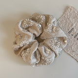 Linen Hand-Beaded Hair Scrunchie