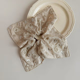Linen Hand-Beaded Square Hair Scrunchie
