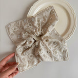 Linen Hand-Beaded Square Hair Scrunchie