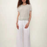 Linen Loycell Round Neck Sequin T-Shirt