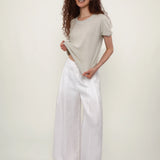 Linen Loycell Round Neck Sequin T-Shirt