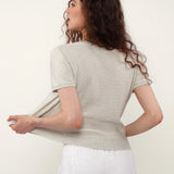 Linen Loycell Round Neck Sequin T-Shirt